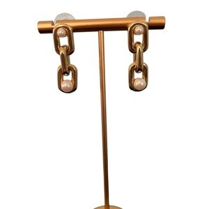 Ann Taylor Gold and Cream Link Earrings